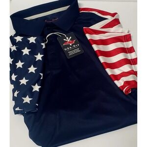 American Summer Clothing Co 4XL Polo American Flag Stars Shirt Navy/Red/Wht S/S